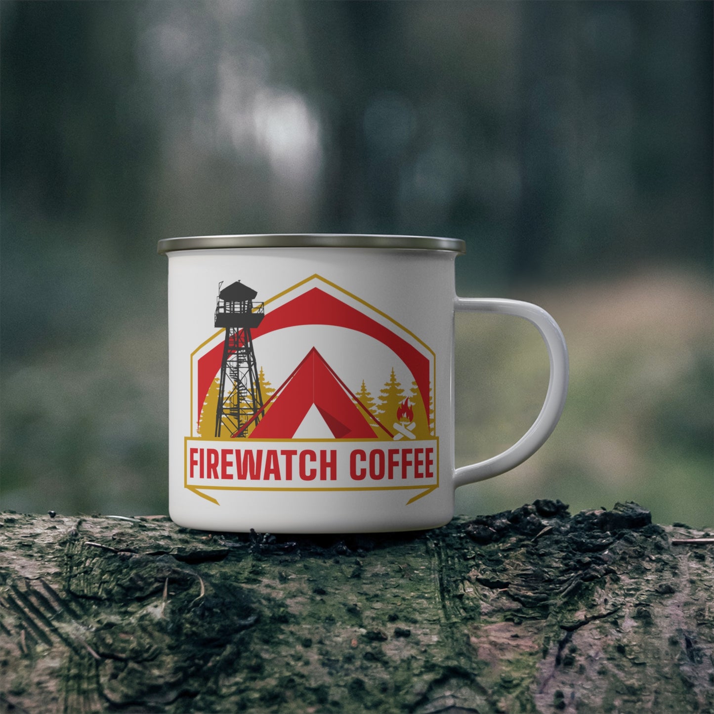 10 oz Enamel Mug with Stainless Steel Rim | Classic Outdoor Mug | Non-Microwavable | Perfect for Camping, Picnics, and Everyday Use